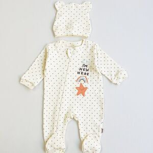 Dreamline Baby Organic Cotton Romper & Hat Set Rainbow
